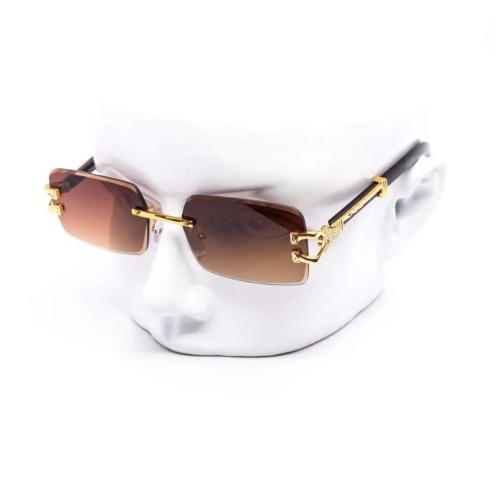 Womens Fashion New Sunglasses Frameless, Designer Inspired Brown Gradient Lens